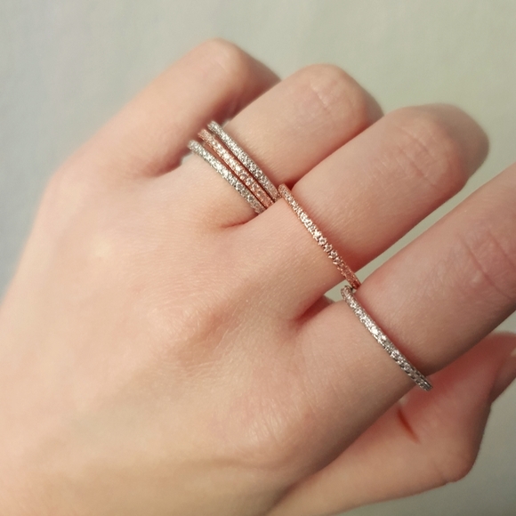 SET OF 3 Diamond Eternity Stackable Rings - Picture 2 of 5